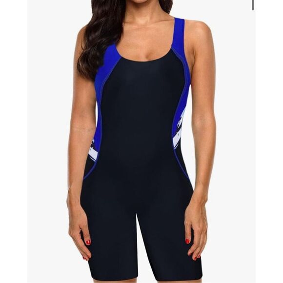 NEW 1 Pc Boyleg Swimsuits Shorts Racerback Full Coverage Slimming 2X - Picture 1 of 5